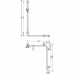 HEWI Warm Touch Duschhandlauf Mit Brausehalterstange, 125 X 76,2 X 96,2 Cm