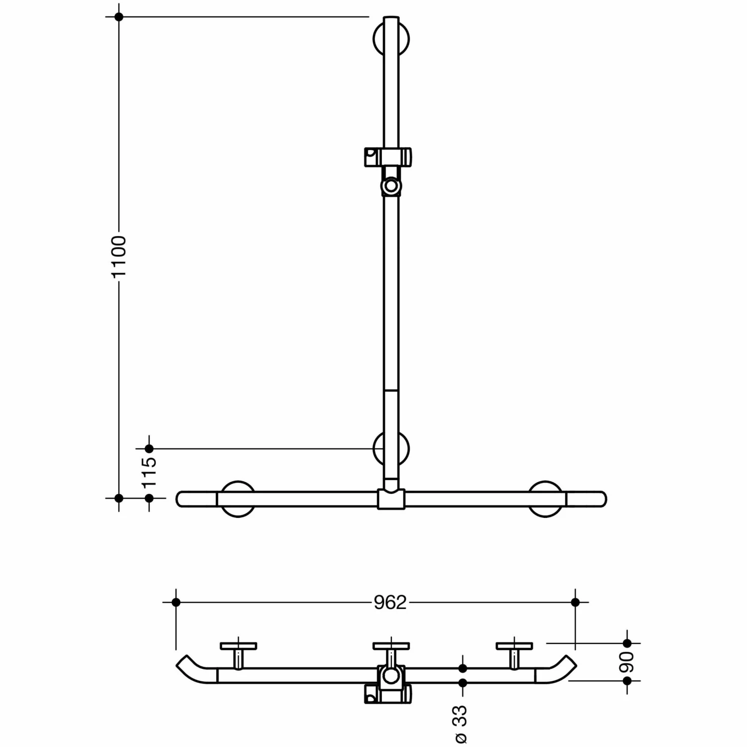 HEWI Warm Touch Duschhandlauf Mit Verschiebbarer Brausehalterstange, 110 X 96,2 Cm 1 HEWI Warm Touch Duschhandlauf Mit Verschiebbarer Brausehalterstange, 110 X 96,2 Cm