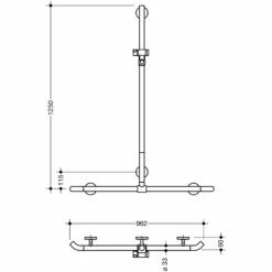 HEWI Warm Touch Duschhandlauf Mit Verschiebbarer Brausehalterstange, 125 X 96,2 Cm
