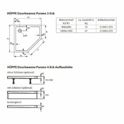 HÜPPE Purano 5-Eck Duschwanne 100 X 100 Cm -KEUCO Verkauf hueppe duschwannen purano fuenfeckduschwannen 5 100 9415658