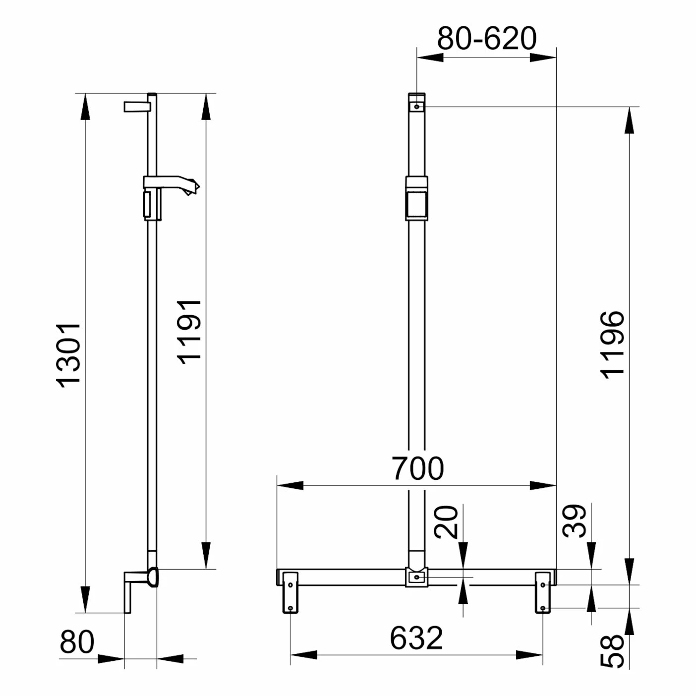 Keuco AXESS Duschhandlauf 70 Cm Mit Brausestange 4 Keuco AXESS Duschhandlauf 70 Cm Mit Brausestange – Bild 4