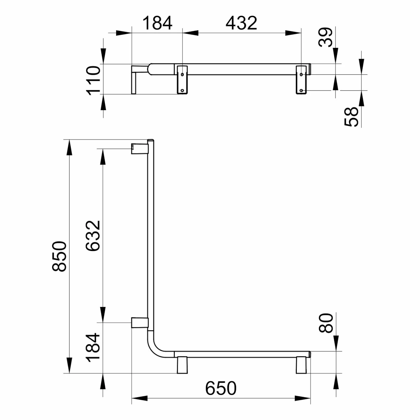 Keuco AXESS Eck-Dusch-/Wannenhandlauf Aus Metall, 65 X 85 Cm 2 Keuco AXESS Eck-Dusch-/Wannenhandlauf Aus Metall, 65 X 85 Cm – Bild 2