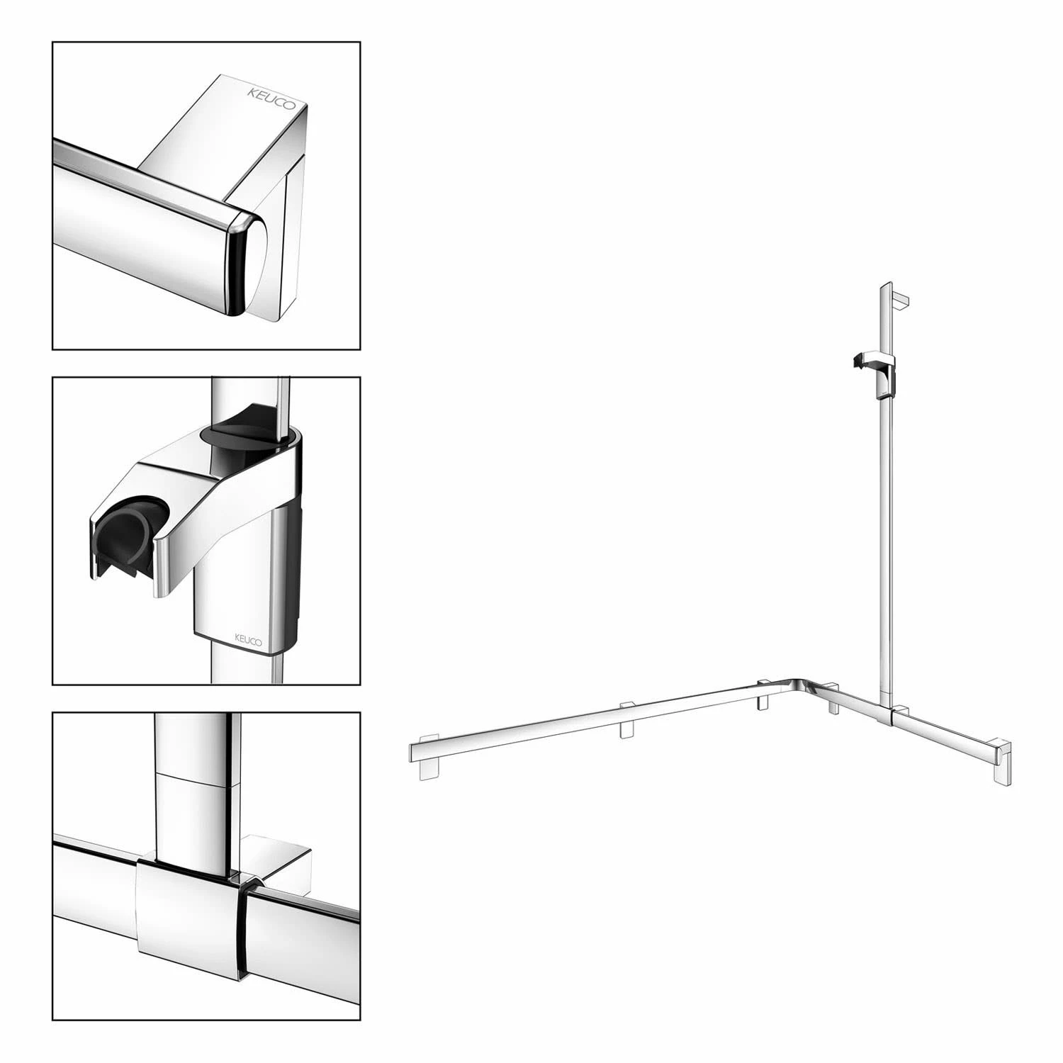 Keuco AXESS Eck-Duschhandlauf 90° Mit Brausestange, 85 X 115 X 130,1 Cm 3 Keuco AXESS Eck-Duschhandlauf 90° Mit Brausestange, 85 X 115 X 130,1 Cm – Bild 3