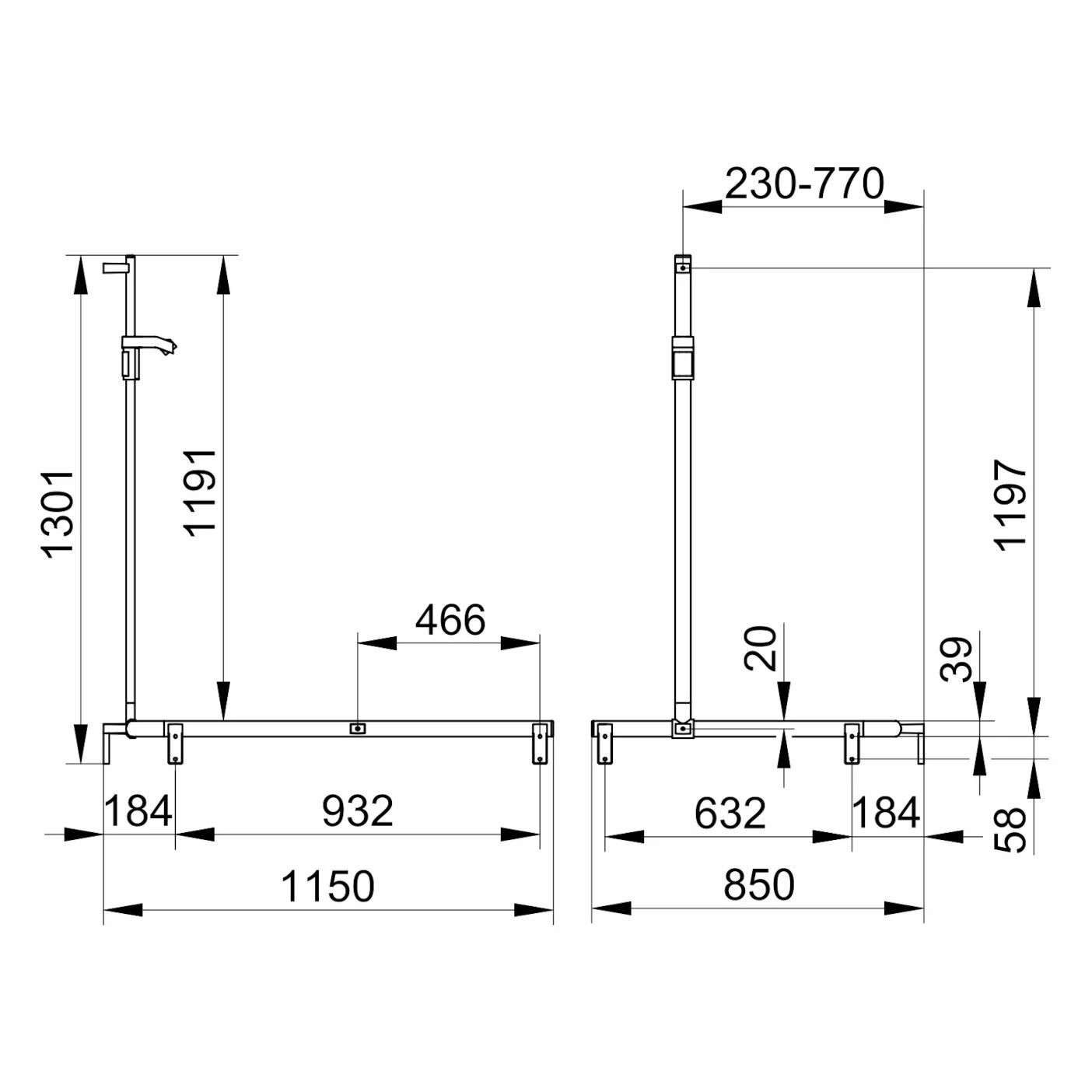 Keuco AXESS Eck-Duschhandlauf 90° Mit Brausestange, 85 X 115 X 130,1 Cm 2 Keuco AXESS Eck-Duschhandlauf 90° Mit Brausestange, 85 X 115 X 130,1 Cm – Bild 2