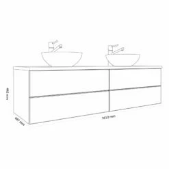 Kronenbach Cube Waschtischkonsole 161 Cm Für 2 Waschtische Mit 4 Auszügen Und TIP-ON -KEUCO Verkauf kronenbach badmoebel cube waschtischkonsolen 160 cm 6386596