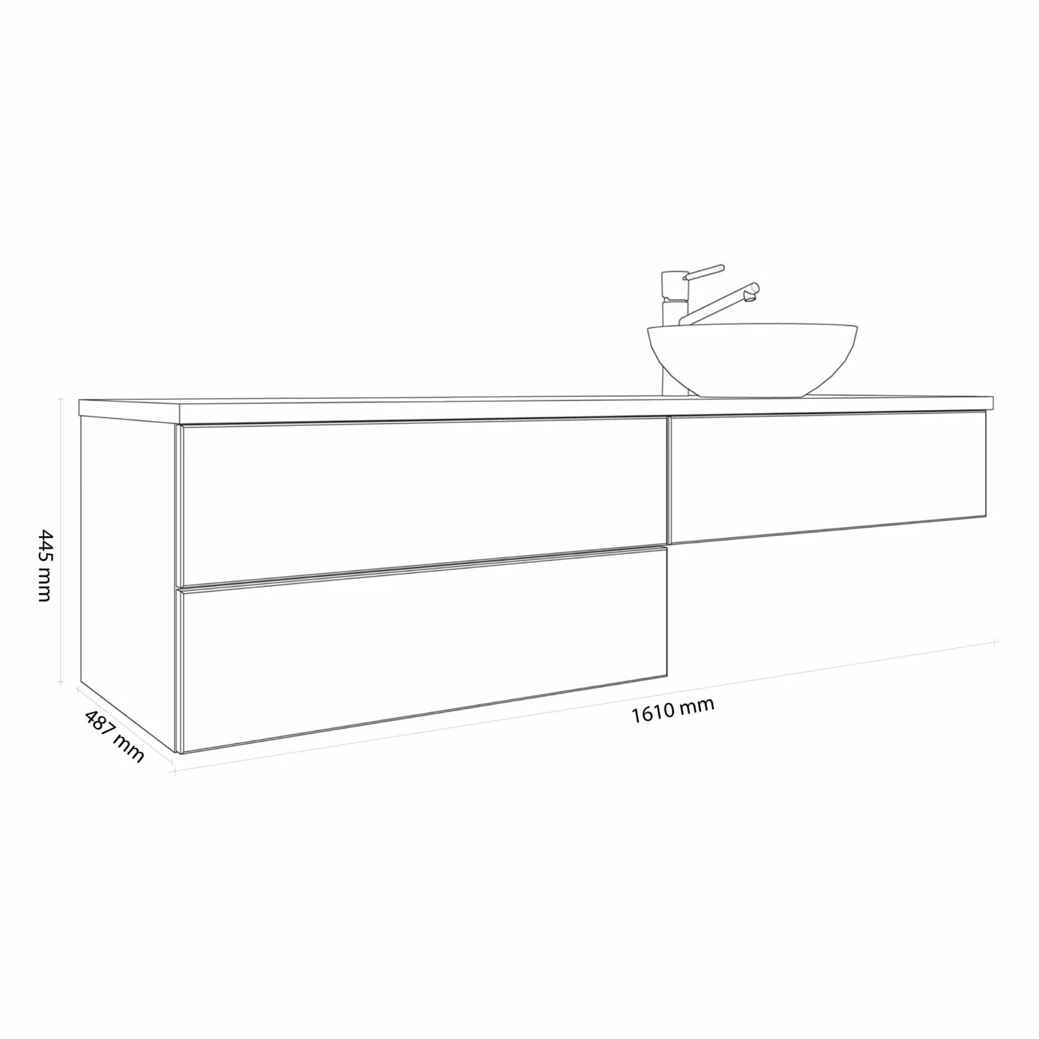 Kronenbach Cube Waschtischkonsole 161 Cm Mit 3 Auszügen Und TIP-ON 4 Kronenbach Cube Waschtischkonsole 161 Cm Mit 3 Auszügen Und TIP-ON – Bild 4