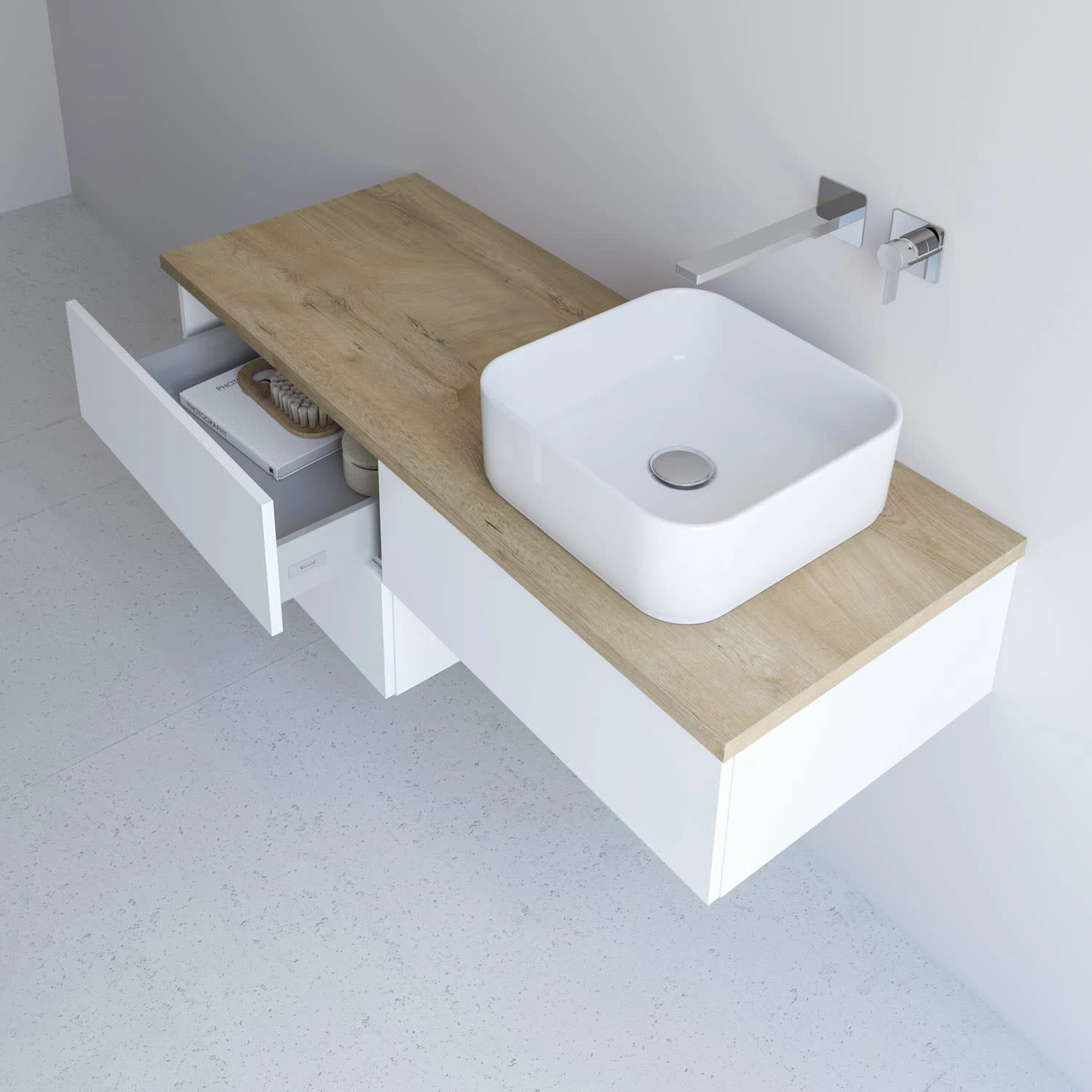 Kronenbach Cube Waschtischkonsole 161 Cm Mit 3 Auszügen Und TIP-ON 2 Kronenbach Cube Waschtischkonsole 161 Cm Mit 3 Auszügen Und TIP-ON – Bild 2