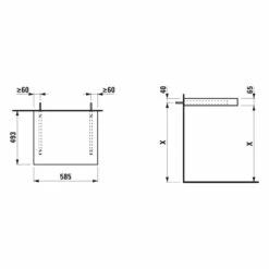 LAUFEN LANI Waschtischplatte 60 Cm Ohne Ausschnitt