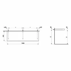 LAUFEN LANI Waschtischplatte 160 Cm Ohne Ausschnitt