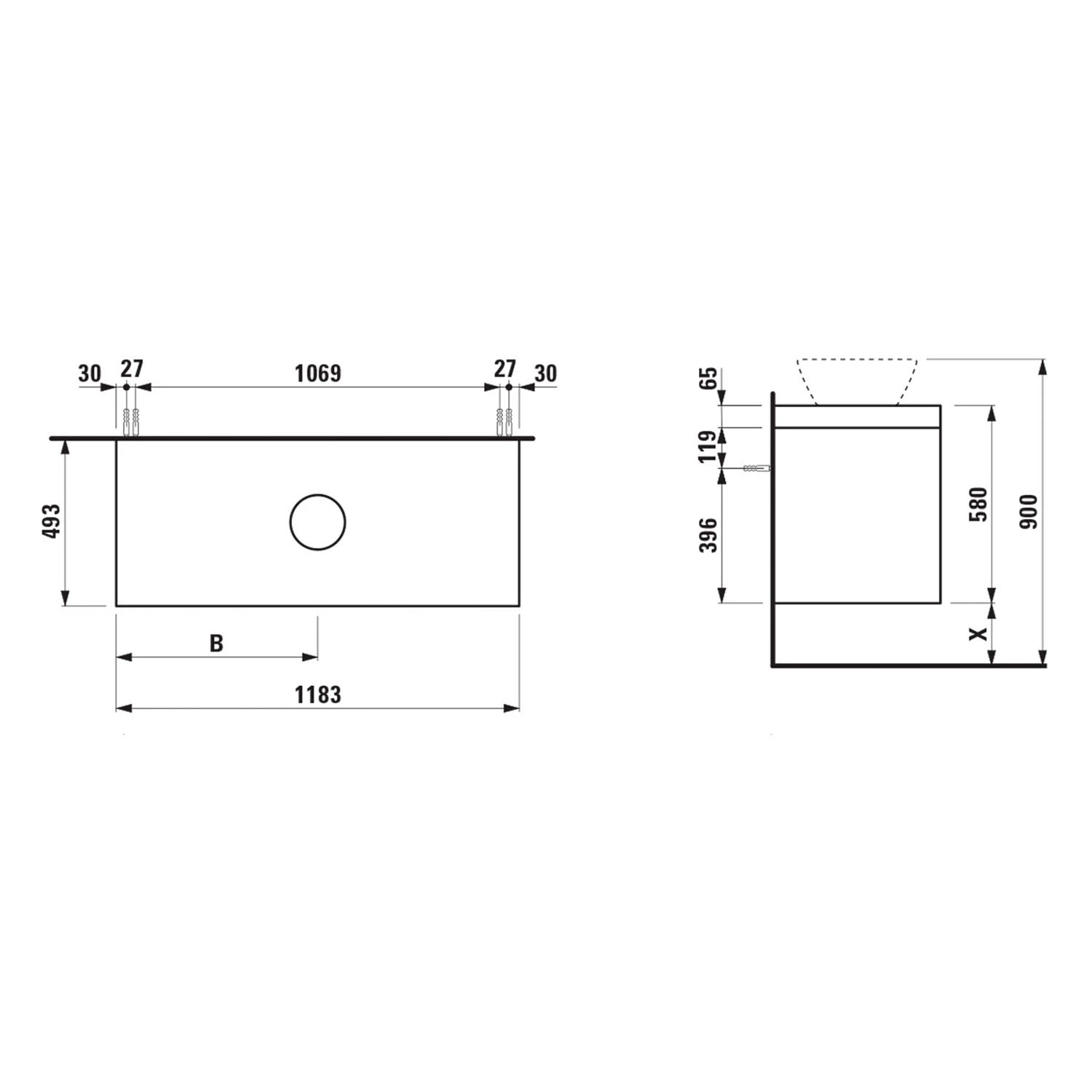 LAUFEN LANI Waschtischplatte Mit Ausschnitt Mittig Mit Unterschrank 120 Cm Mit 2 Schubladen 2 LAUFEN LANI Waschtischplatte Mit Ausschnitt Mittig Mit Unterschrank 120 Cm Mit 2 Schubladen – Bild 2