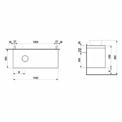 LAUFEN LANI Waschtischplatte Mit Ausschnitt Links Mit Unterschrank 120 Cm Mit 2 Schubladen -KEUCO Verkauf laufen alle serien lani badmoebel waschtischplatten 10360898