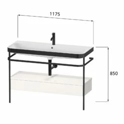 Duravit Happy D.2 Plus C-bonded Waschtisch Ohne Hahnloch, 117,5 X 49 Cm, Mit 1 Schubkasten, Mit Zusatzmodul "A"