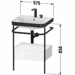 Duravit Happy D.2 Plus C-bonded Waschtisch Mit 1 Hahnloch, 57,5 X 49 Cm, Mit 1 Schubkasten, Mit Zusatzmodul "E"