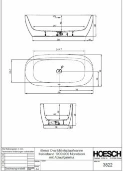 Hoesch ISensi Ovalbadewanne 190 X 90 Cm Freistehend, Mit Überlaufbefüllung In Chrom -KEUCO Verkauf marken hoesch badewannen und whirlpools freistehende badewannen hoesch isensi ovalbadewanne 190 x 90 cm freihstehend kopie 4809518