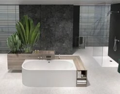 Polypex Calina Rechts Halbfreistehende Badewanne Inkl. Ab- Und Überlaufgarnitur Mit Integriertem Wanneneinlauf