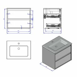 Loft Waschtisch Mit Unterschrank 60 Cm, 2 Auszüge -KEUCO Verkauf megabad profi collection badmoebel loft waschtischkombination 6122116