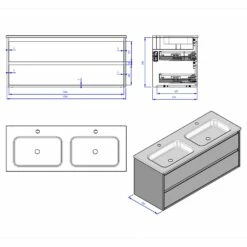 Loft Waschtisch Mit Unterschrank 120 Cm, 2 Auszüge -KEUCO Verkauf megabad profi collection badmoebel loft waschtischkombination 6122155