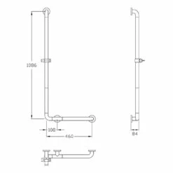 Silver Age System Winkelgriff 46 X 108,6 Cm, Mit Brausehalter