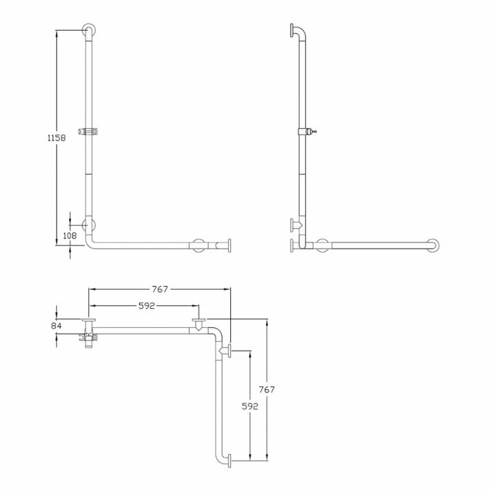 Silver Age System Duschhandlauf 76,7 X 76,7 X 115,8 Cm, Mit Brausestange 1 Silver Age System Duschhandlauf 76,7 X 76,7 X 115,8 Cm, Mit Brausestange