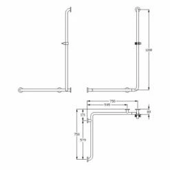 Silver Age System Duschhandlauf 75 X 75 X 120 Cm, Mit Brausestange Rechts