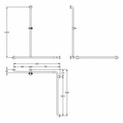 Silver Age System Duschhandlauf 110 X 110 X 120 Cm, Mit Brausestange Mitte Links