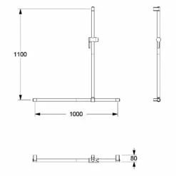 Silver Age System Duschhandlauf 100 X 110 Cm, Mit Variabler Brausestange