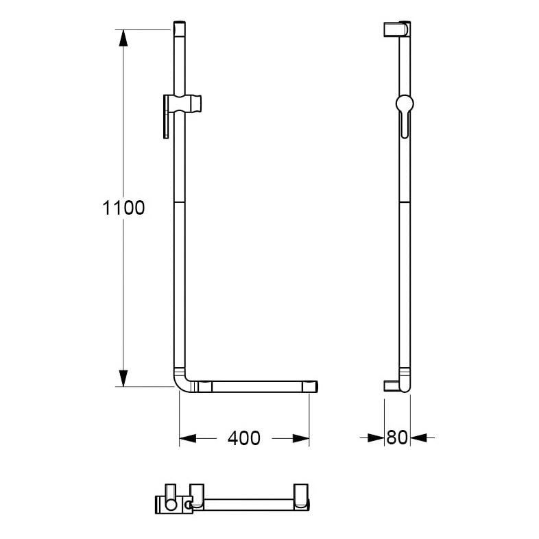 Silver Age System Winkelgriff 40 X 110 Cm, Mit Brausehalter Links 1 Silver Age System Winkelgriff 40 X 110 Cm, Mit Brausehalter Links