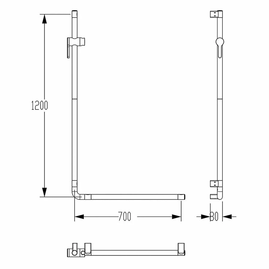 Silver Age System Winkelgriff 70 X 120 Cm, Mit Brausehalter Links 1 Silver Age System Winkelgriff 70 X 120 Cm, Mit Brausehalter Links