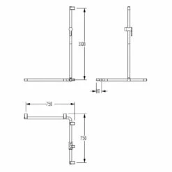 Silver Age System Duschhandlauf 75 X 75 X 110 Cm, Mit Variabler Brausestange Rechts