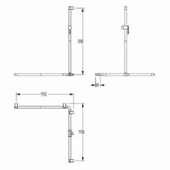 Silver Age System Duschhandlauf 95 X 95 X 110 Cm, Mit Variabler Brausestange Rechts