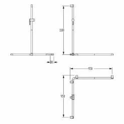 Silver Age System Duschhandlauf 95 X 95 X 110 Cm, Mit Variabler Brausestange Links
