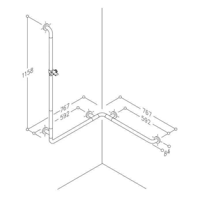 Silver Age System Duschhandlauf 76,7 X 76,7 X 115,8 Cm, Mit Brausestange 2 Silver Age System Duschhandlauf 76,7 X 76,7 X 115,8 Cm, Mit Brausestange – Bild 2