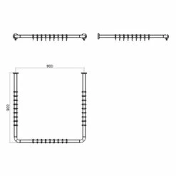 Silver Age System Duschvorhangstange U-Form 90 Cm