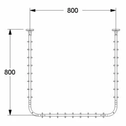 Silver Age System Duschvorhangstange U-Form 80 Cm, Suizidhemmend