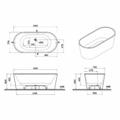 Pianura Valentina Badewanne Oval Freistehend 160 X 75 Cm Mit Schürze Und Verdecktem Überlauf -KEUCO Verkauf pianura badewannen valentina oval freistehend 160 12494656