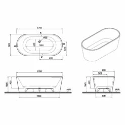 Pianura Valentina Badewanne Oval Freistehend 170 X 80 Cm Mit Schürze Und Verdecktem Überlauf -KEUCO Verkauf pianura badewannen valentina oval freistehend 170 12494647