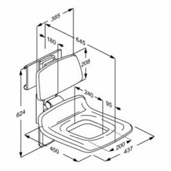 Pressalit PLUS Duschsitz 450 Höhenverstellbar, Seitl. Verschiebbar
