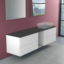 Progettobagno Elba Modular Glass, Ausführung Rechts Waschtischkonsole 190 Cm Mit Hahnlochbohrung