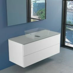 Progettobagno Elba Modular Glass Waschtischkonsole 120 Cm Mit Hahnlochbohrung