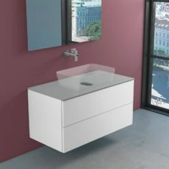 Progettobagno Elba Modular Glass Waschtischkonsole 100 Cm Ohne Hahnlochbohrung