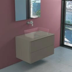 Progettobagno Elba Modular Glass Waschtischkonsole 80 Cm Ohne Hahnlochbohrung