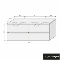 Progettobagno Evo 54 Modular Doppel-Waschtischkonsole 140 Cm