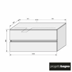 Progettobagno Evo 54 Modular Waschtischkonsole 120 Cm, Ausführung Links