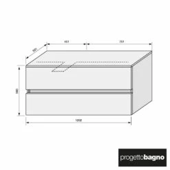 Progettobagno Evo 54 Walnuss Vision Waschtischkonsole 120 Cm, Ausführung Links