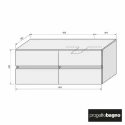 Progettobagno Evo 54 Walnuss Vision Waschtischkonsole 140 Cm, Ausführung Rechts