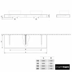 Progettobagno Evo 10 Konsolenplatte 200 Cm