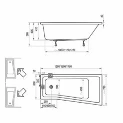 RAVAK Be Happy II Asymmetrische Badewanne 170 X 75 Cm, Rechts -KEUCO Verkauf ravak badewannen be happy ii asymmetrische 4381607