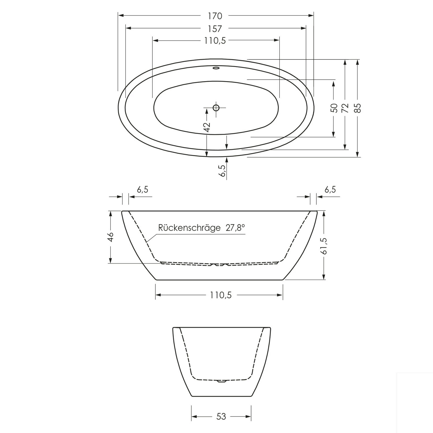 Repabad Ferrera Freistehende Ovalbadewanne 170 X 85 Cm 2 Repabad Ferrera Freistehende Ovalbadewanne 170 X 85 Cm – Bild 2