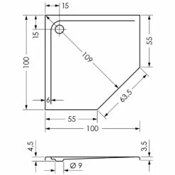 Repabad Arco Fünfeck Duschwanne 100 X 100 Cm