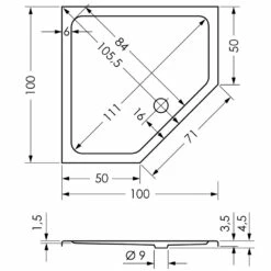 Repabad Trento S Fünfeck Duschwanne 100 X 100 Cm